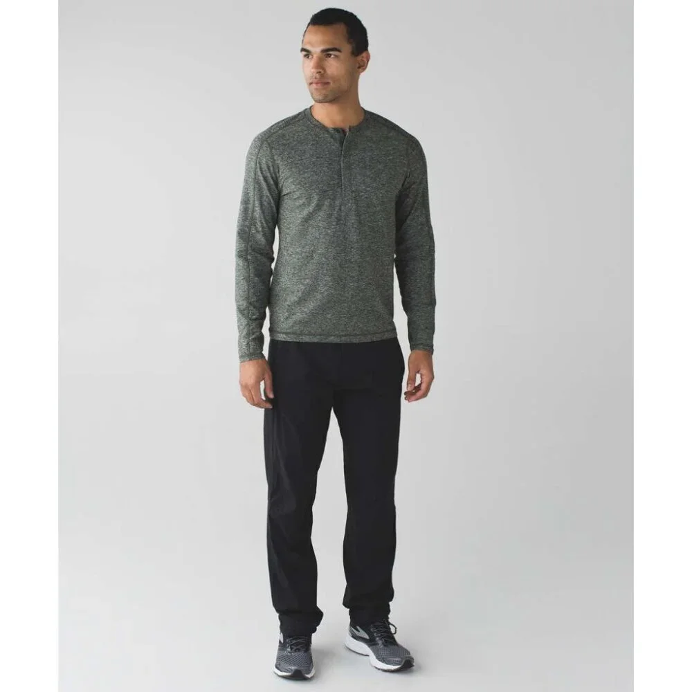 Lululemon Mens Surge Long Sleeve Henley Button Up Casual Athletic T-Shirt Jersey - Picture 11 of 11